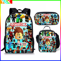 Three-piece Set of 3D Printing Roblox School Bag Game Surrounding Primary and Secondary School Students Backpack Satchel Pen Bag