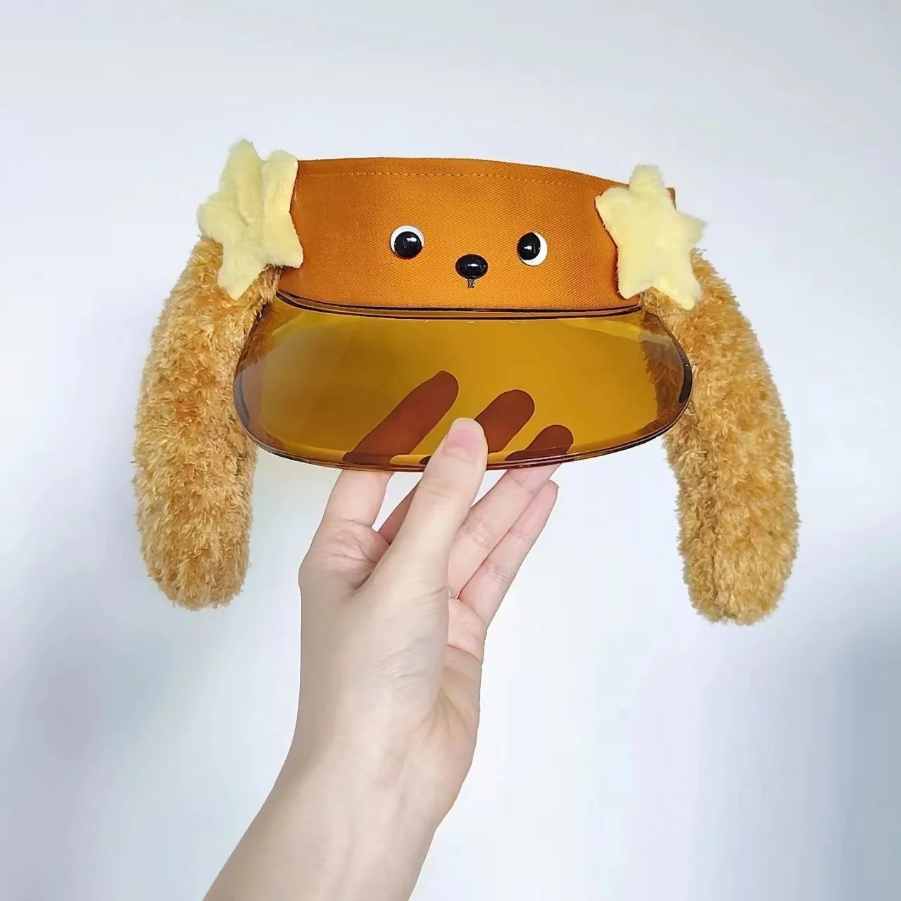 Lolita japonais Y2K peluche chien oreille jaune mignon soleil en plastique visière chapeaux Kawaii dessin animé conception extérieure casquettes femmes PVC parasol chapeau