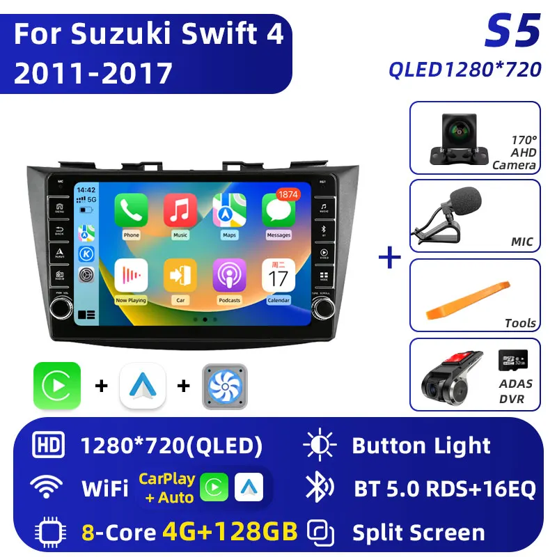Voor Suzuki Swift 4 2011 - 2017 Autoradio Intelligente Android 16 Auto Multimedia Video Player Stereo CarPlay GPS navigatie 2 Din