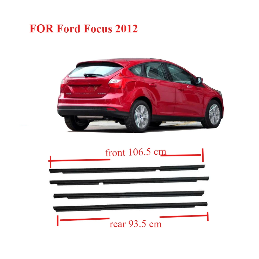 

4 Piece Black Outside Window Glass Rubber for Ford Focus 2012 Weatherstrip for Glass Outer Laminate Rubber for Ford