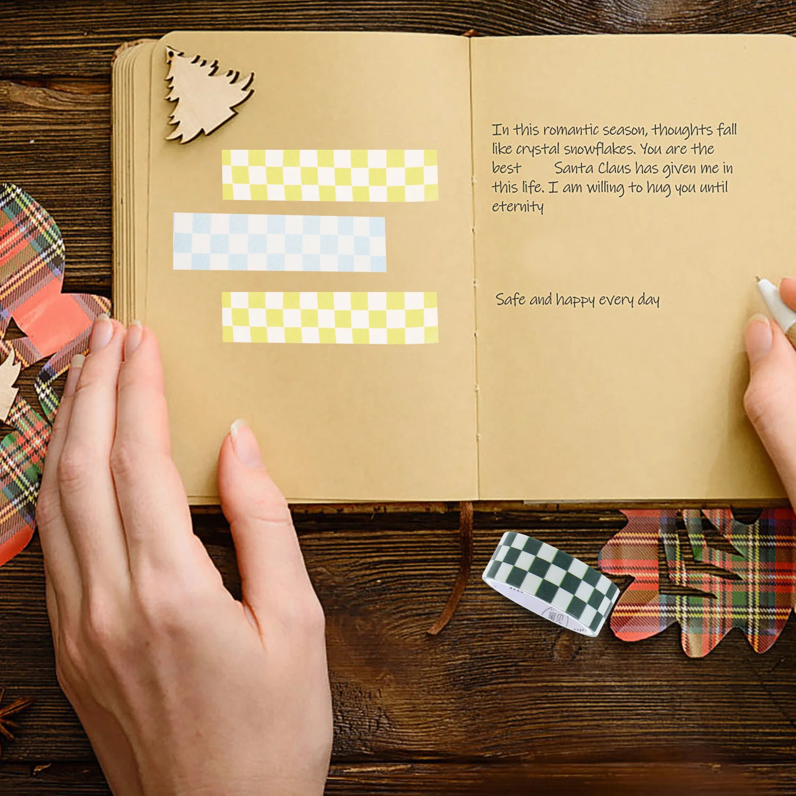 6 لفات شريط اشي مزخرف نمط شبكي لمذكرات مخططة سكرابوكينغ تغليف الهدايا شريط كرافت عتيق ذاتي اللصق يمكنك صنعه بنفسك #3