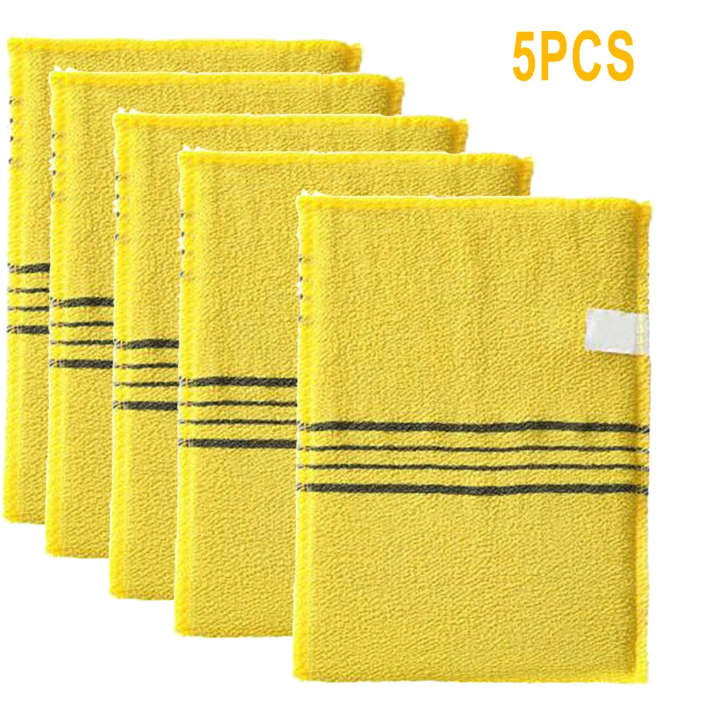 5pc Double-sided Shower Bath Glove Towel Korean Exfoliating Bath Washcloth Body Scrub Shower Towel For Adults Coarse Grain Brush