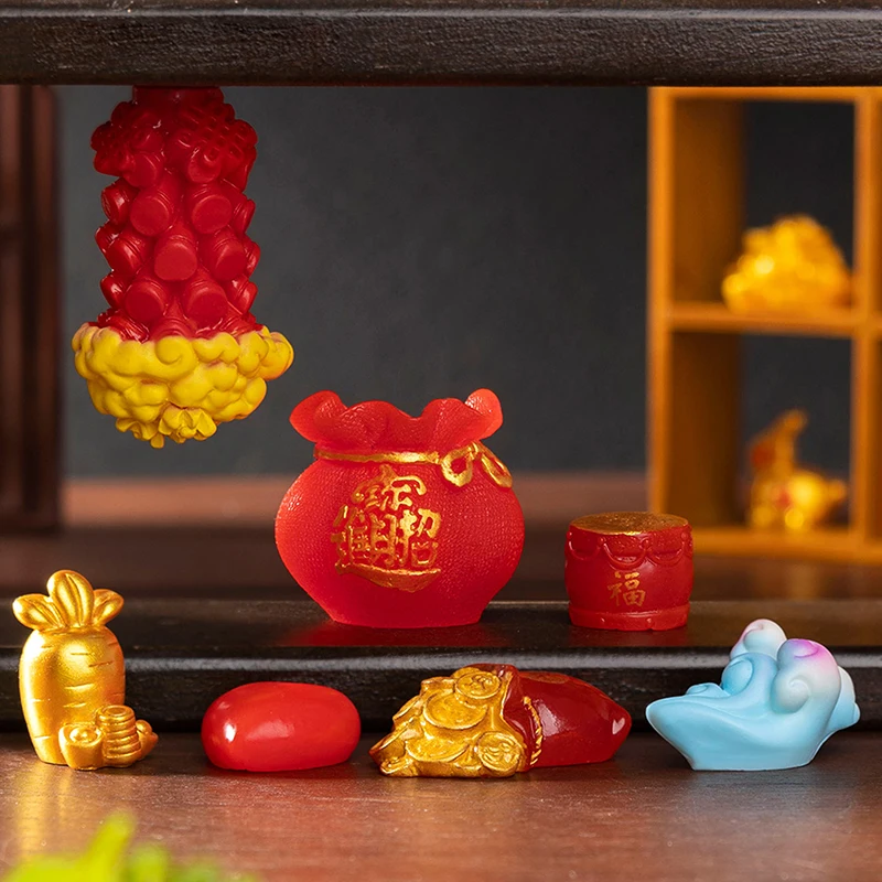 2025 New Year Lucky Money Bag Firecrackers Blessing Bag Cornucopia Ornament Chinese Style Fortune Micro Landscape Ornament