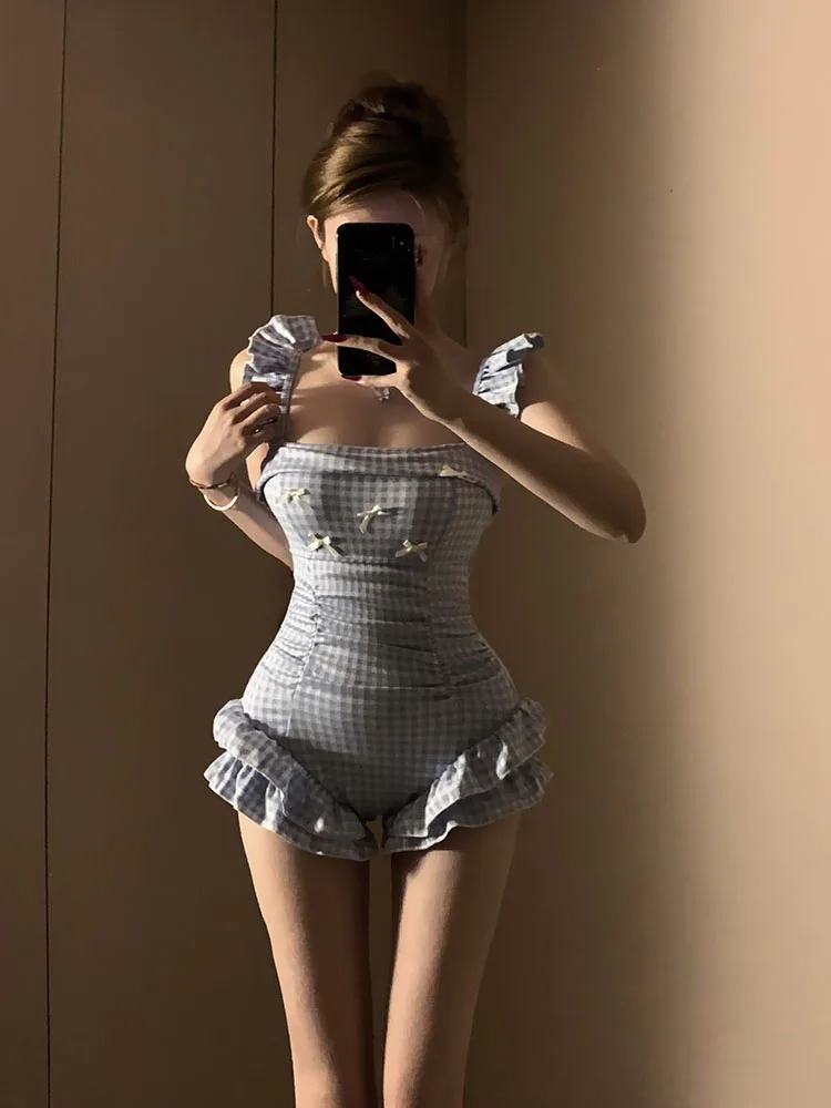 

Консервативный слитный купальник с узлом и кружевной отделкой для женщин, термокупальник для термальных источников, корректирующий фигуру, Pure Desir