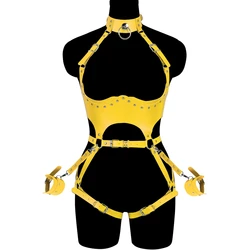 Arnés de Bondage de cuero para mujer, conjunto de lencería ajustable, medias de correa, arnés de cintura a pierna, ligas de muslo, cinturón