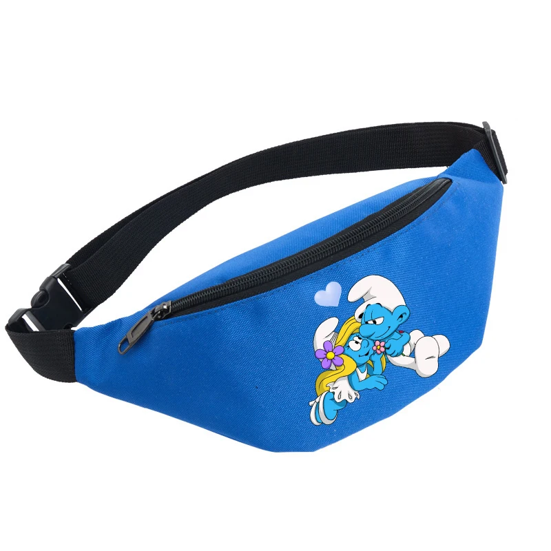 Anime Smurfs adolescente marsupio film Cartoon Print Kids Child Outdoor Sport Zipper Belt Case spalla Crossbody Pack regali per feste