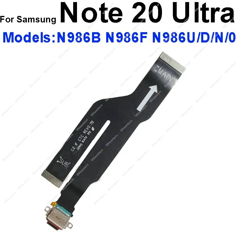 Cable flexible de carga USB, base de placa de micrófono para Samsung Galaxy Note 20 Ultra N981 N9810 N981B/U/N N986 N986B N986F N986U/D/N