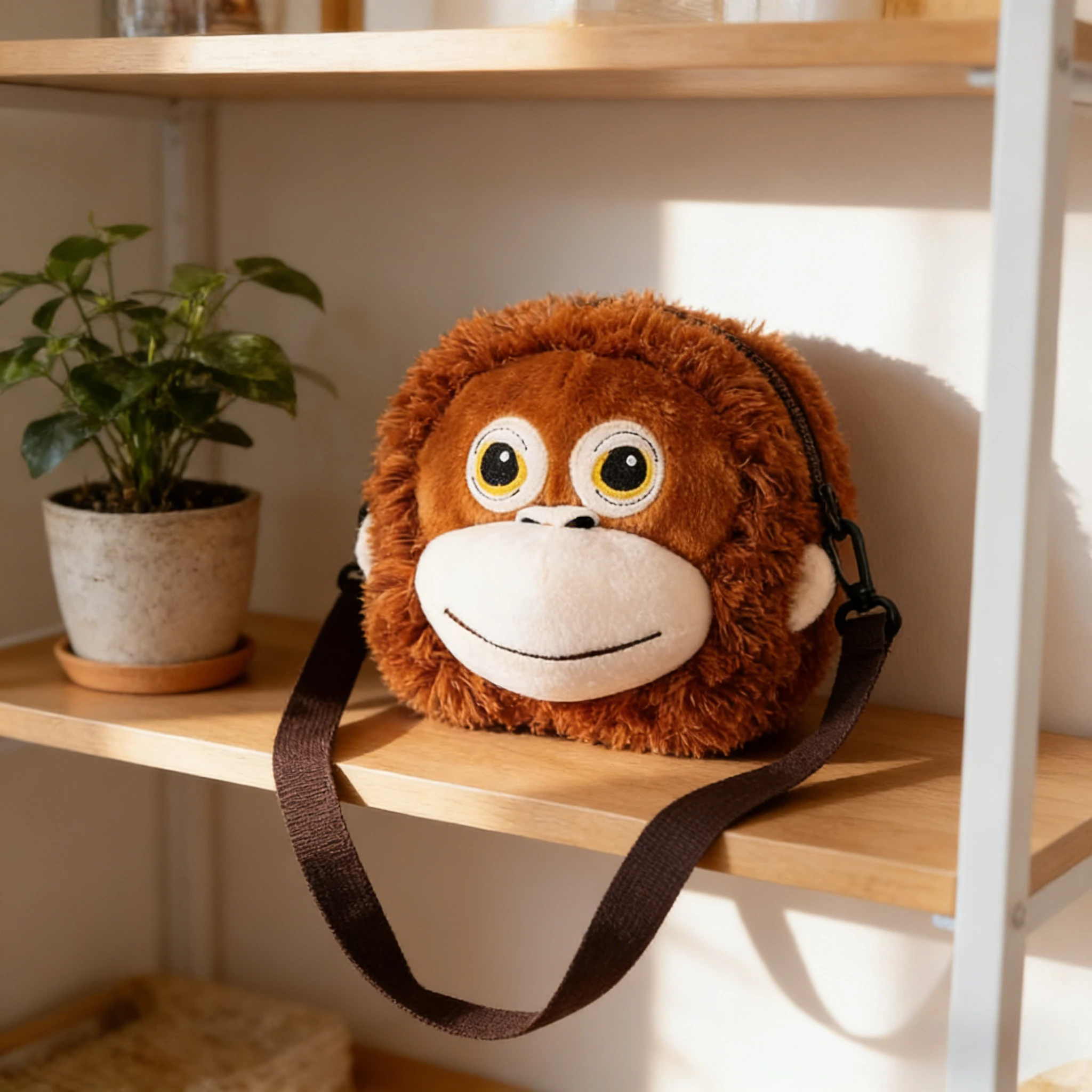 

Aesthetic Gorilla Crossbody Bag: Soft Monkey Shape Shoulder Purse, Unique Animal Themed Pouch, Fashionable Street Accessory