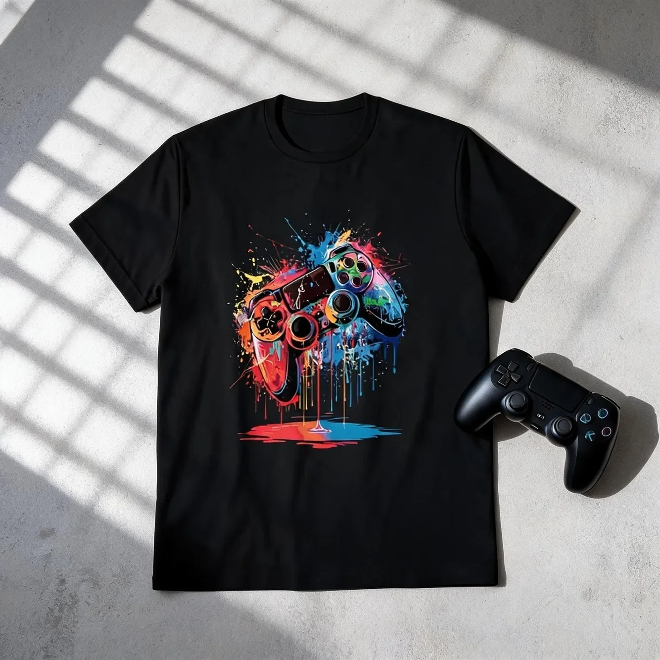 Gamer Pad Paint Gaming T Shirt Jpgsame Style For Men And Women 2025 Summer Short Sleeved Printed T Shirt Pure 220G