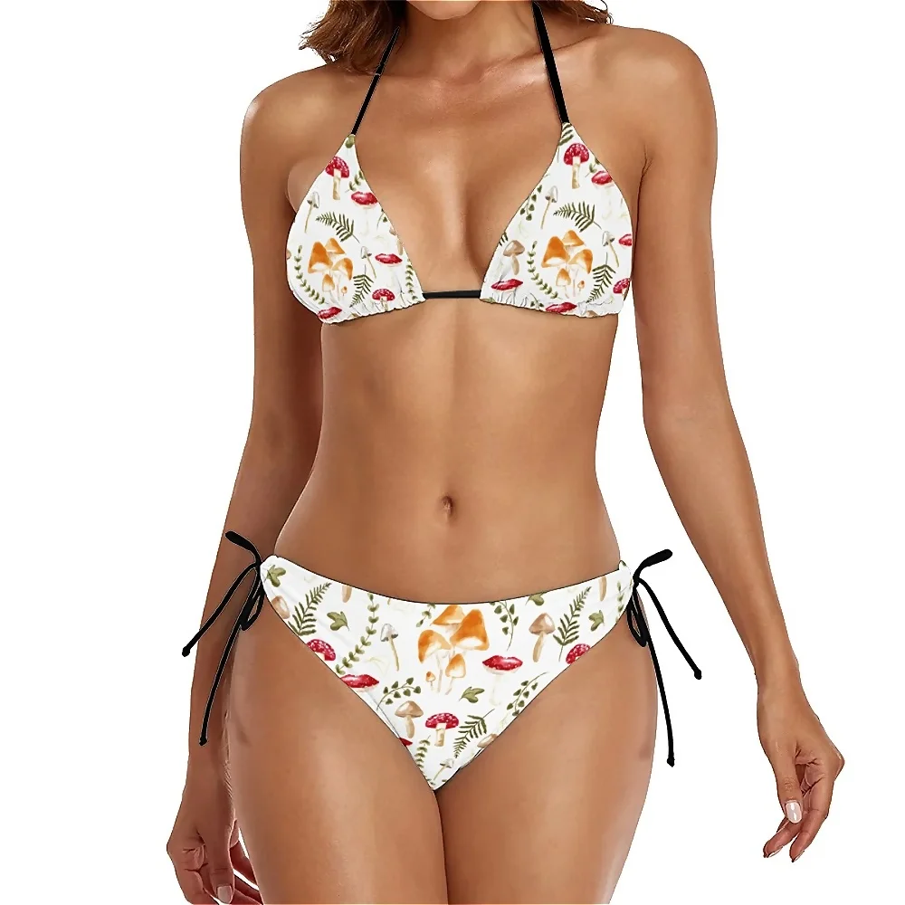 Pilz Foray Bikini Badeanzug Push Up Bunte Pilze Schwimmen Bad Bikini Set Bademode Dame Sexy Einstellbare Design Badeanzug