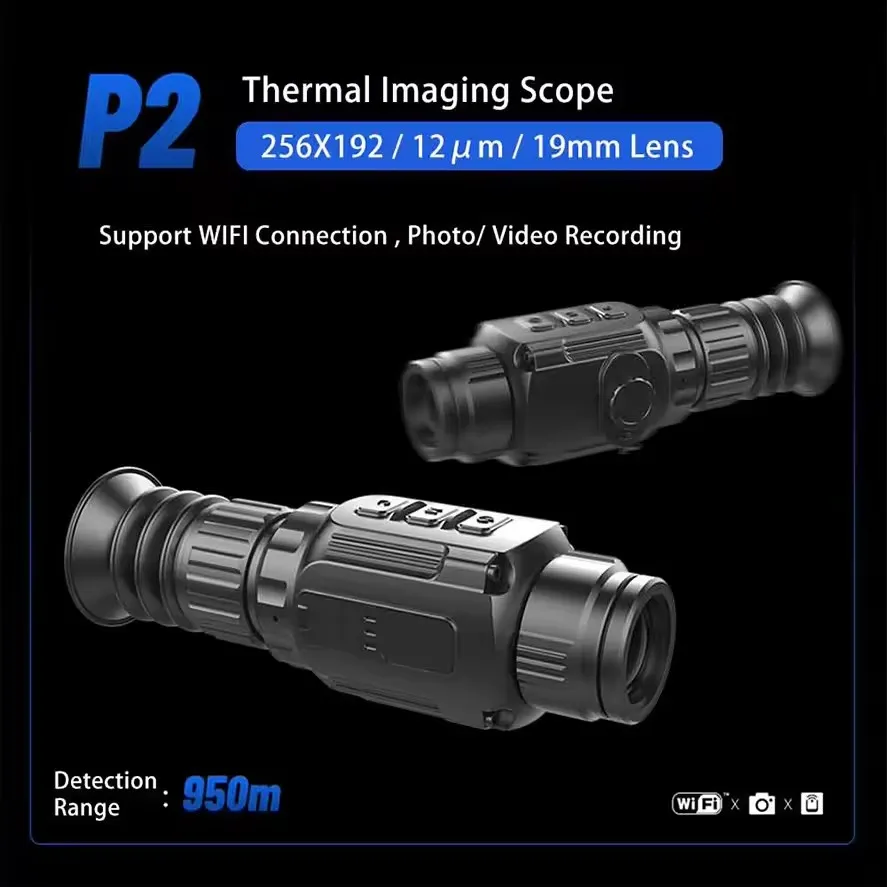 LONGOT Pシリーズ サーマル単眼鏡 赤外線スコープ WiFiクロスヘア調整機能付き 熱検知機能搭載 狩猟や目標探知用
