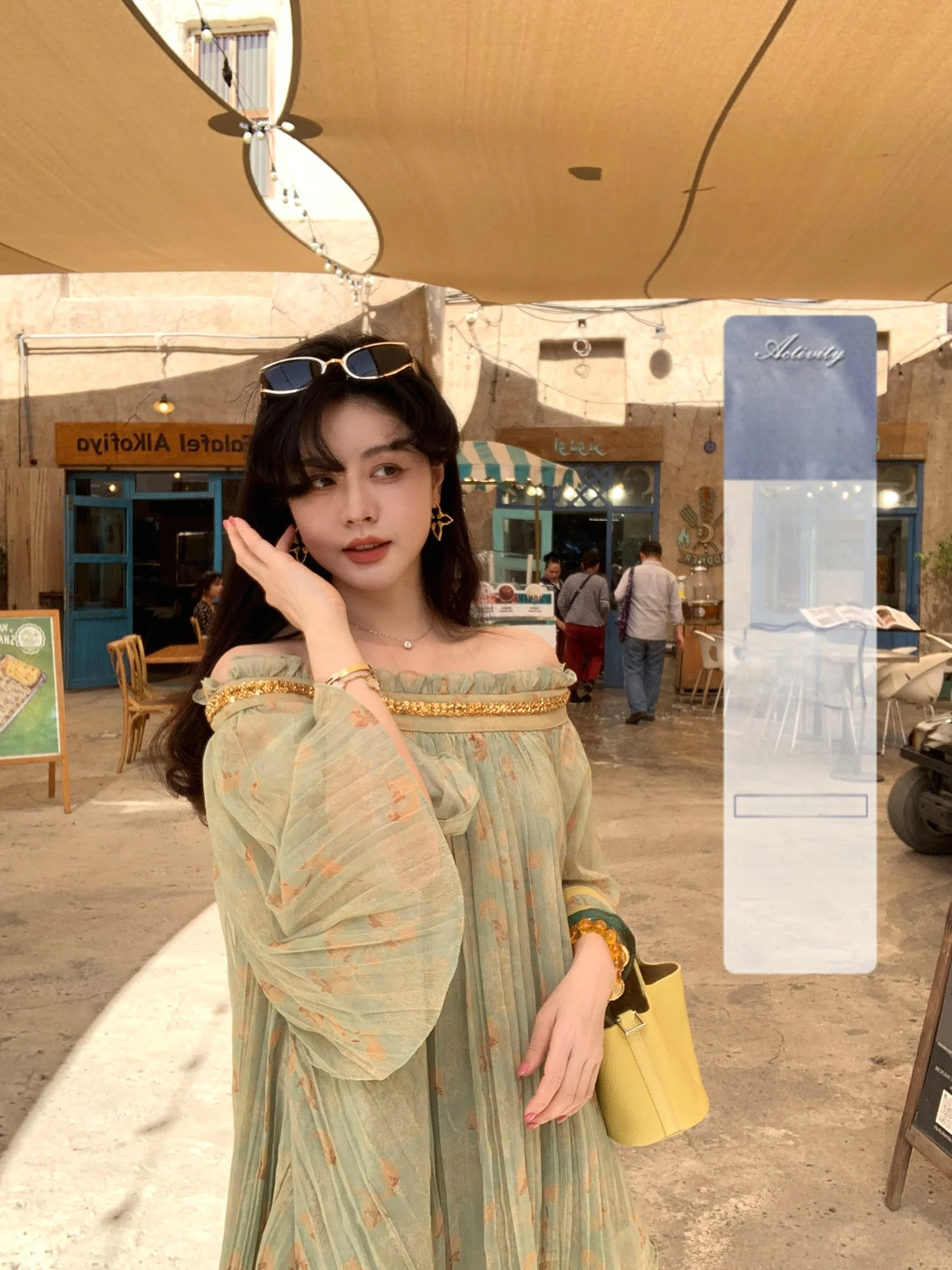 

Ele Embroidered Heavy Eming One oulder Loose Fit Holiday Sle Top with Fi Tail Skirt Casual Sle Loose Version