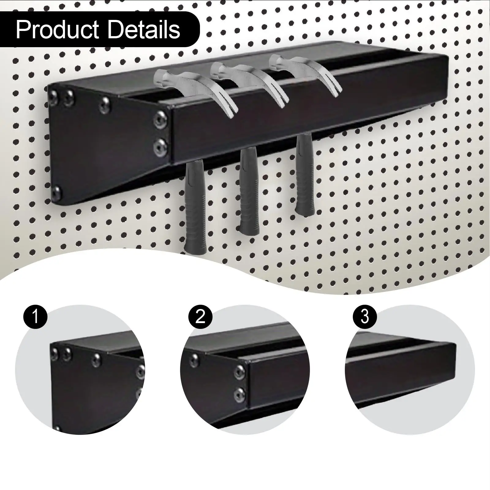 Wall Mount Metal Tool Organizer Hammer Rack Compact Utility Shelf for Garage Shed Workshop Tool Storage Solution