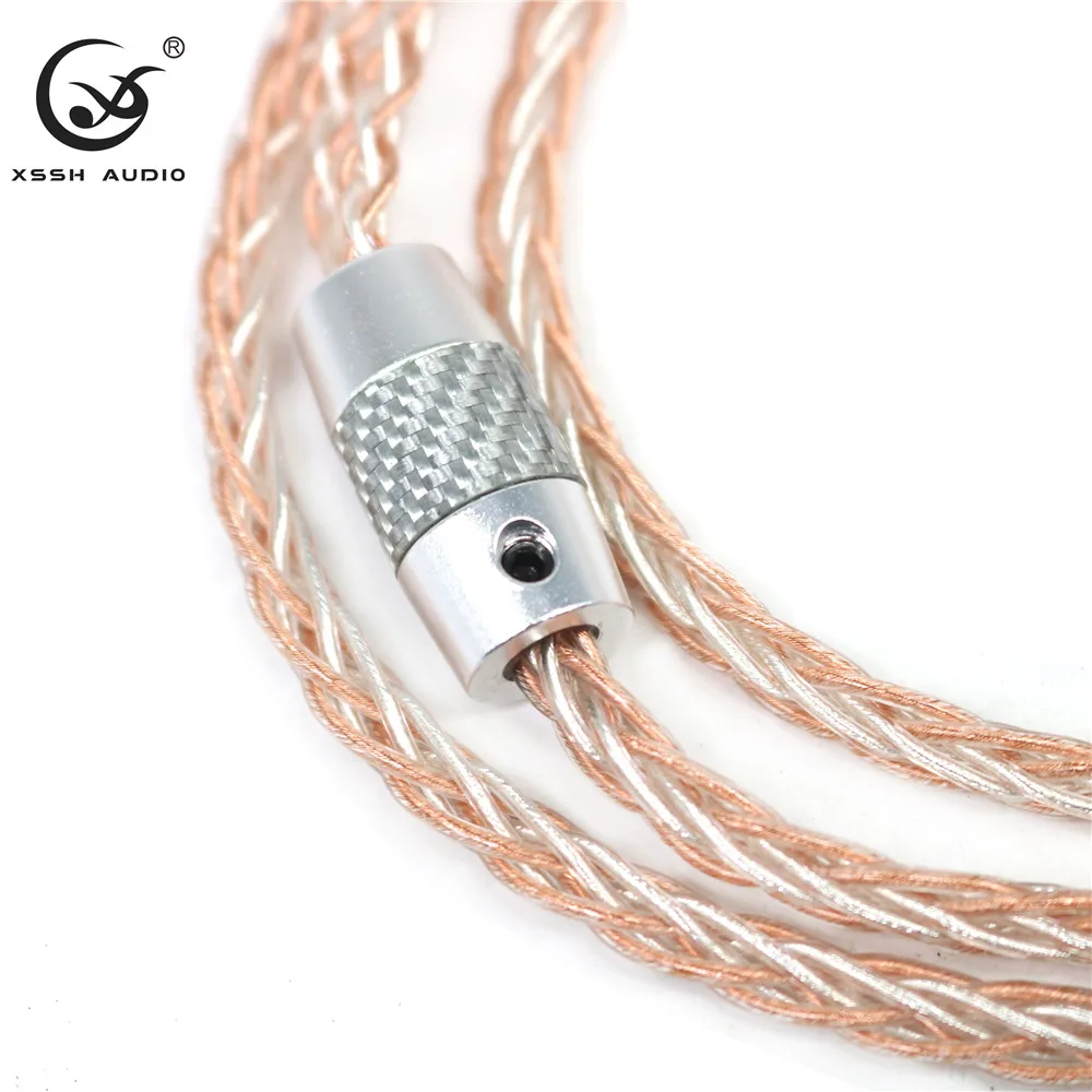 Aux Amplifier Line Cords YIVO XSSH DIY OEM Hifi 3.5mm Plug 8 Core 7N PCOCC Copper Silver Mixed DIY Earphone Headphone Wire Cable