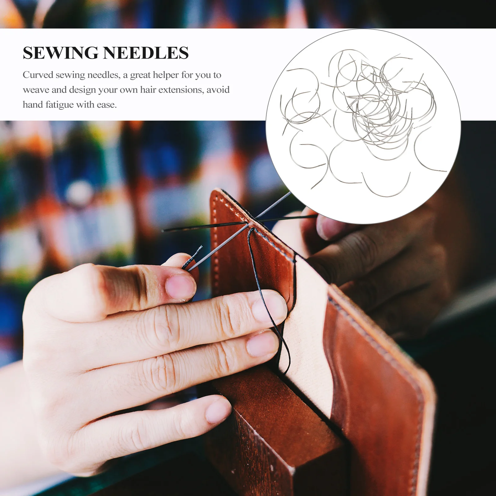 

100pcs Curved Sewing Needles Bending Tool Crochet Thick Hair Pin Hand DIY C-Shaped Needle for Crafting Projects
