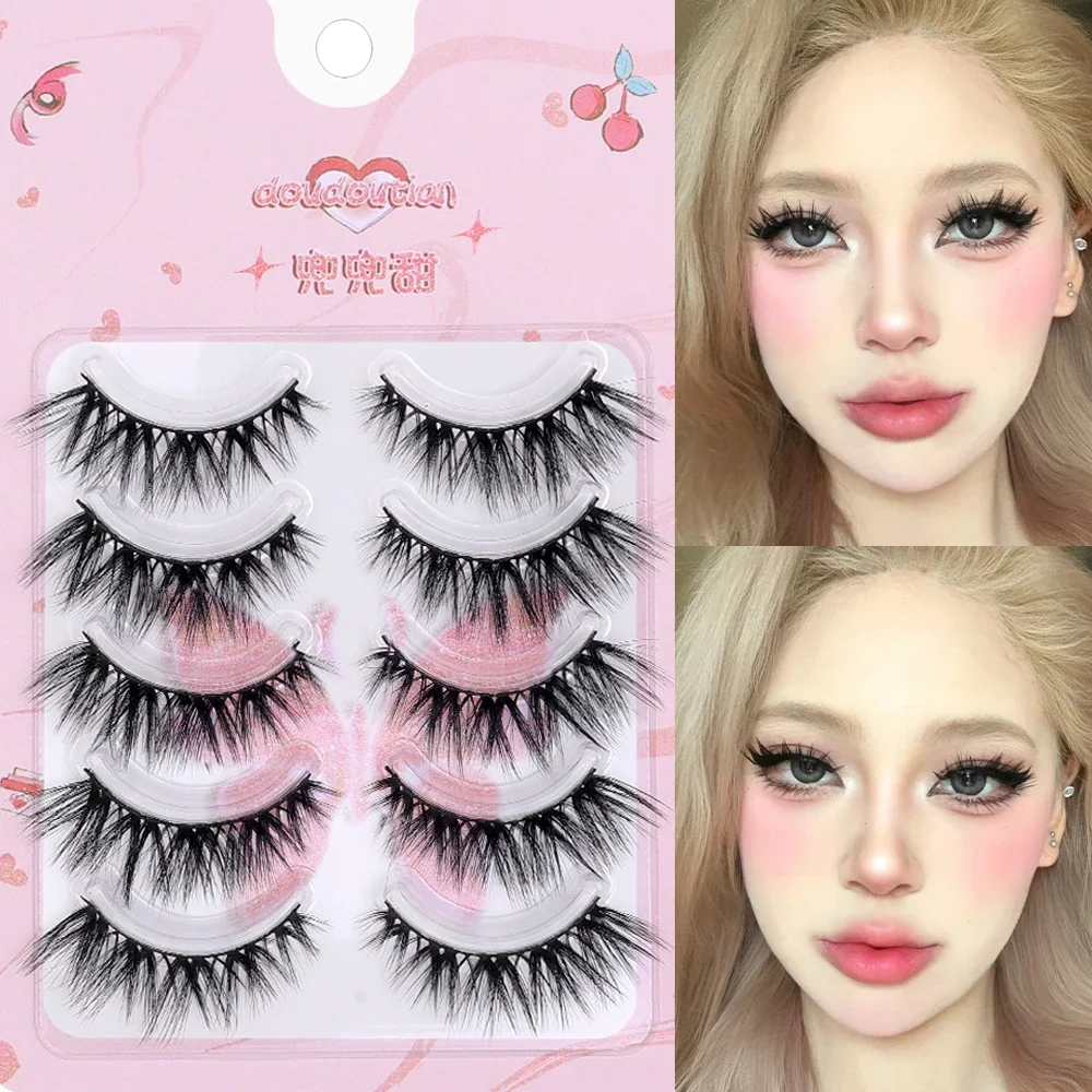 5 par Manga Lashes Faux Mink Puszyste rzęsy Miękka objętość Cross Wispy Natura Look Fałszywe rzęsy Makijaż Narzędzia do przedłużania rzęs