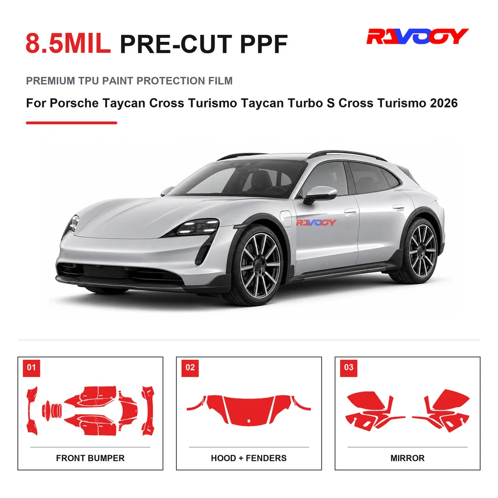 Precut PPF For Porsche Taycan Cross Turismo Turbo S 2026 8.5mil TPU Clear Paint Protection Film Self Healing Hydrophobic UV