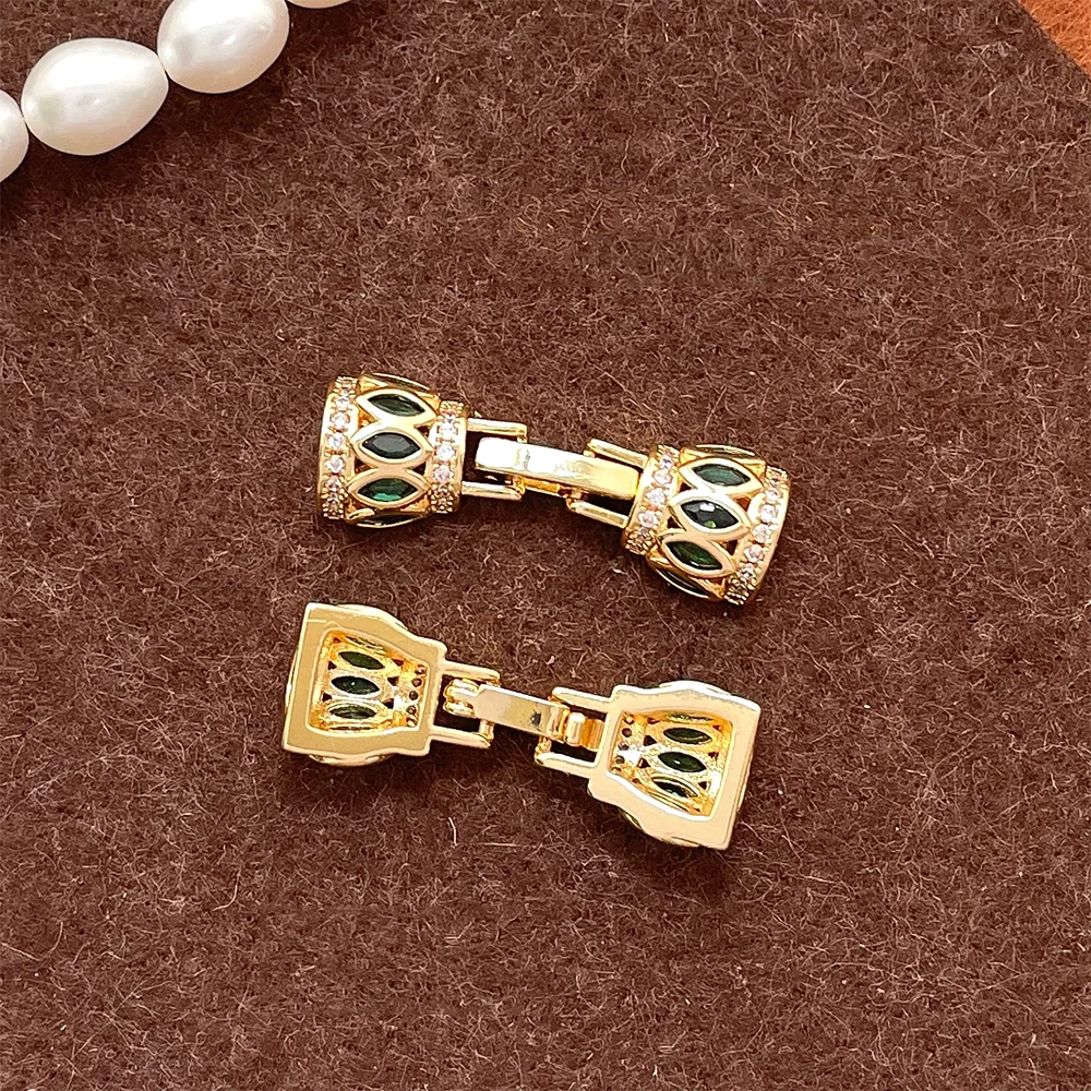Brass Plated with Genuine Gold Zircon Inlaid Multi Row Bidirectional Connection Buckle Pendant DIY Jewelry Making Accessory