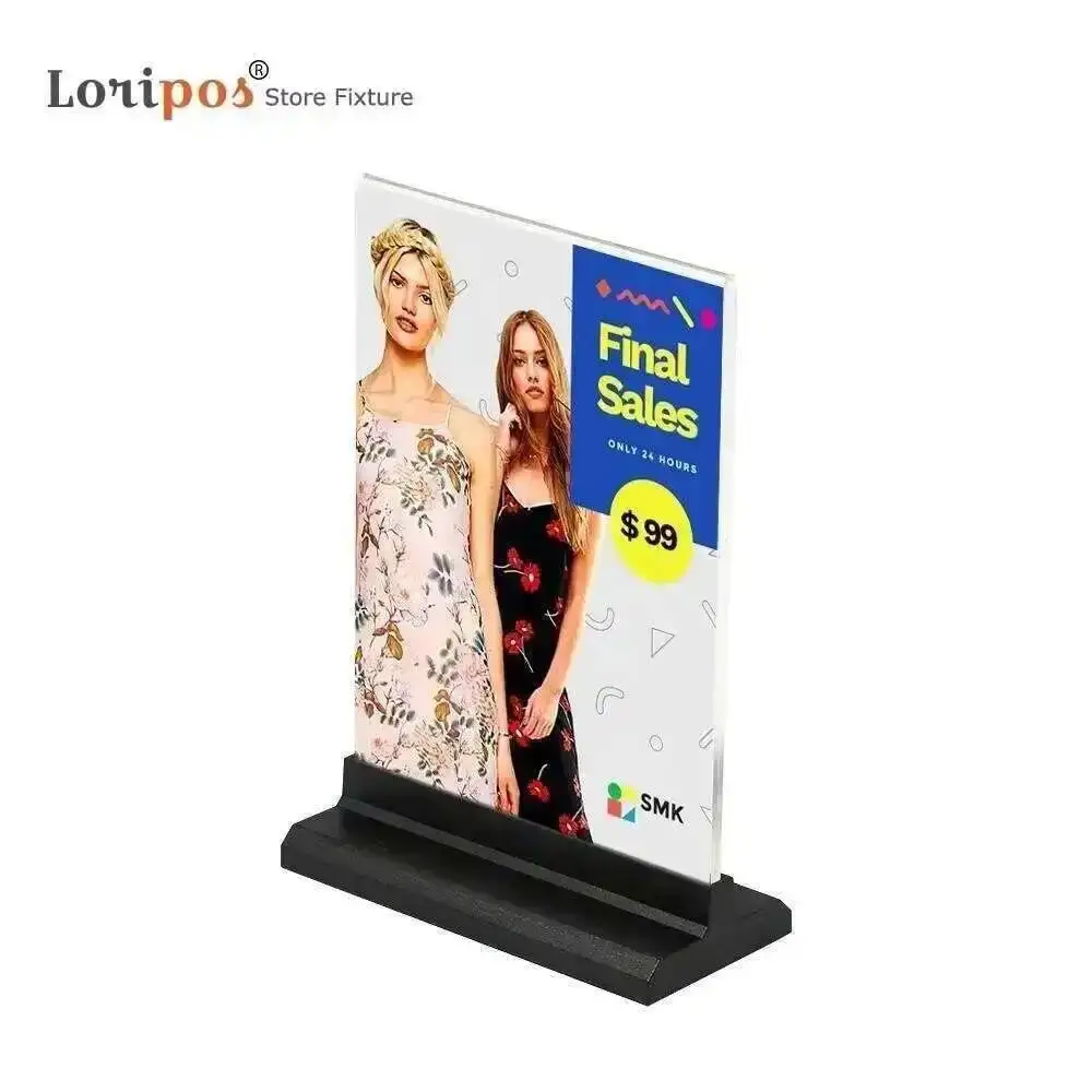 Suporte de acrílico em formato de T para mesa, 5 peças, A5, para exibição de cartões, cardápios, etiquetas de serviço, escritório, clube, negócios, restaurante