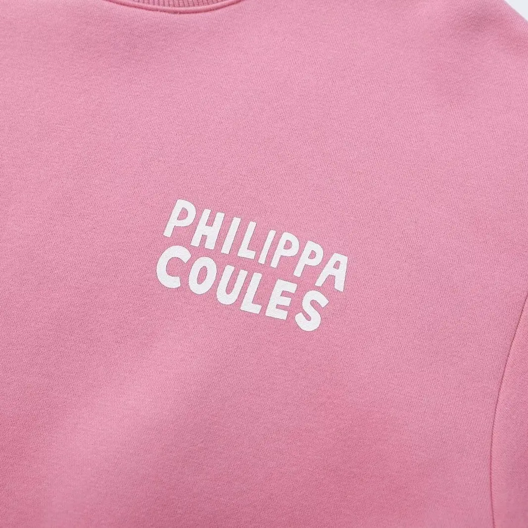 Washed Effect Print round Neck Oversized Long Sleeve Hoodie Top for Women Loose Fit Comfortable Unisex Style Letter Pattern