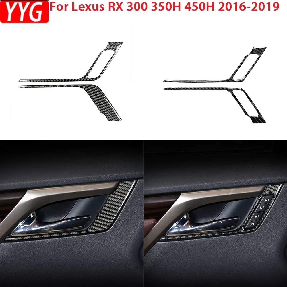 For Lexus RX300 270 200T 450H 2016-2019 Accessories Car Carbon Fiber Interior Front Door Handle Panel Trim Stickers Decoration