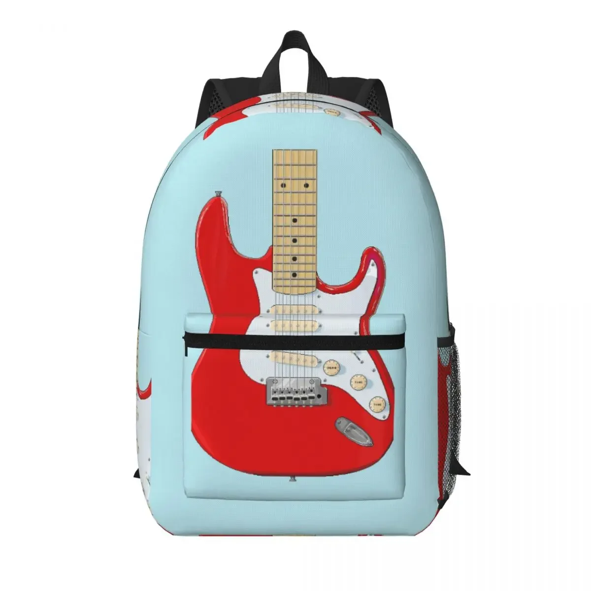 Red Cartoon Electric Guitar Student Backpack School Bag Hiking Travel Daypack for Boys Girls Bookbag Shoulder Bags