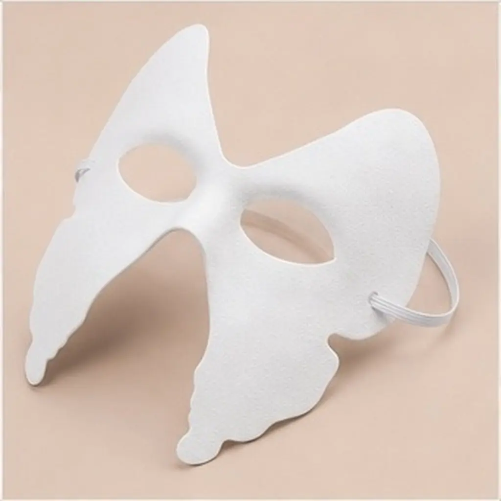 6Pcs Plain Paper Butterflies Masks Blank White DIY Masquerade Mask for Cosplay Painting Party Gift Paper Blank Mask