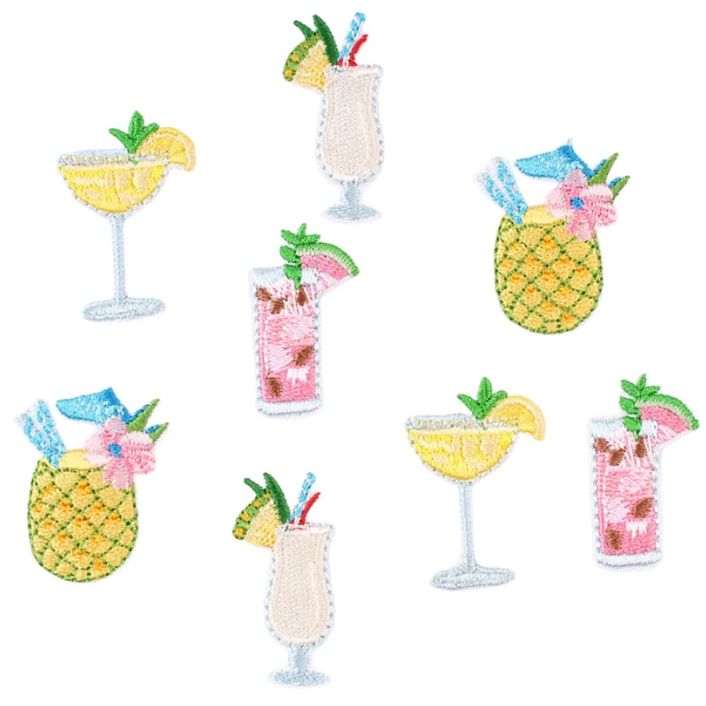 

Pineapple Watermelon Embroidery Patch Lemon Cocktail Stickers DIYdecoration Appliques for Clothing Iron on Patches for Clothes