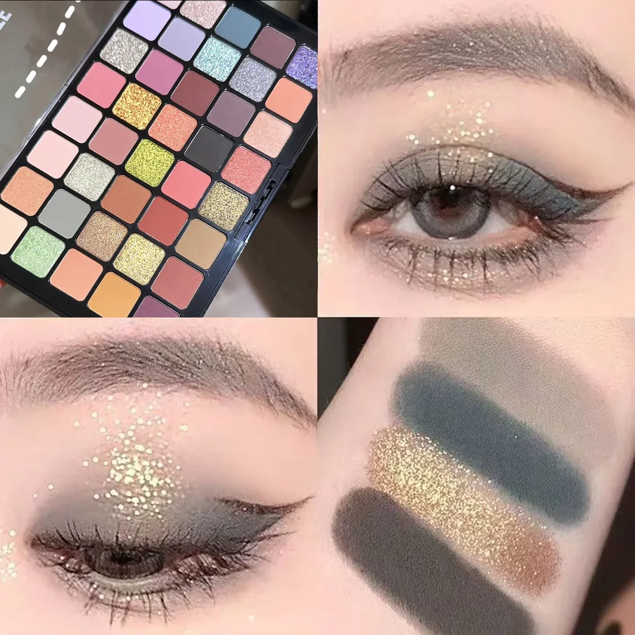 40-Color Shadow Palettes-Matte and shimmer effects, earthy brown, and multicolor shadows-Highly pigmented smooth blend makeup