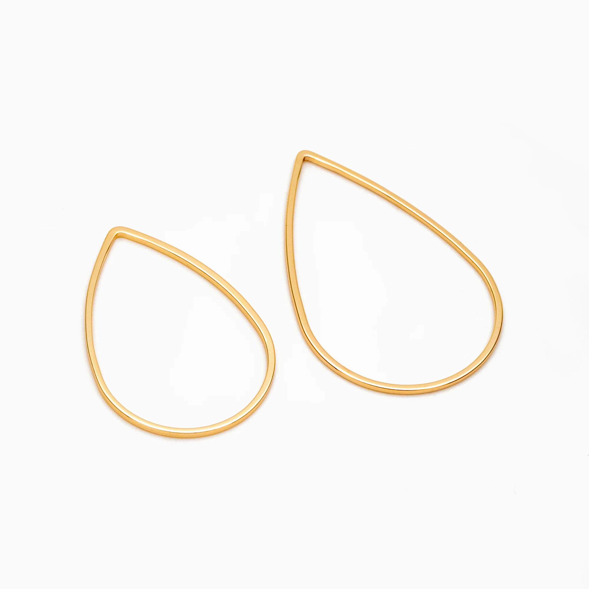 10pcs Teardrop Link Connector Charms 32/ 38mm, Gold Plated Brass Geometric Shape Pendants, Lead Nickel Free (GB-097)