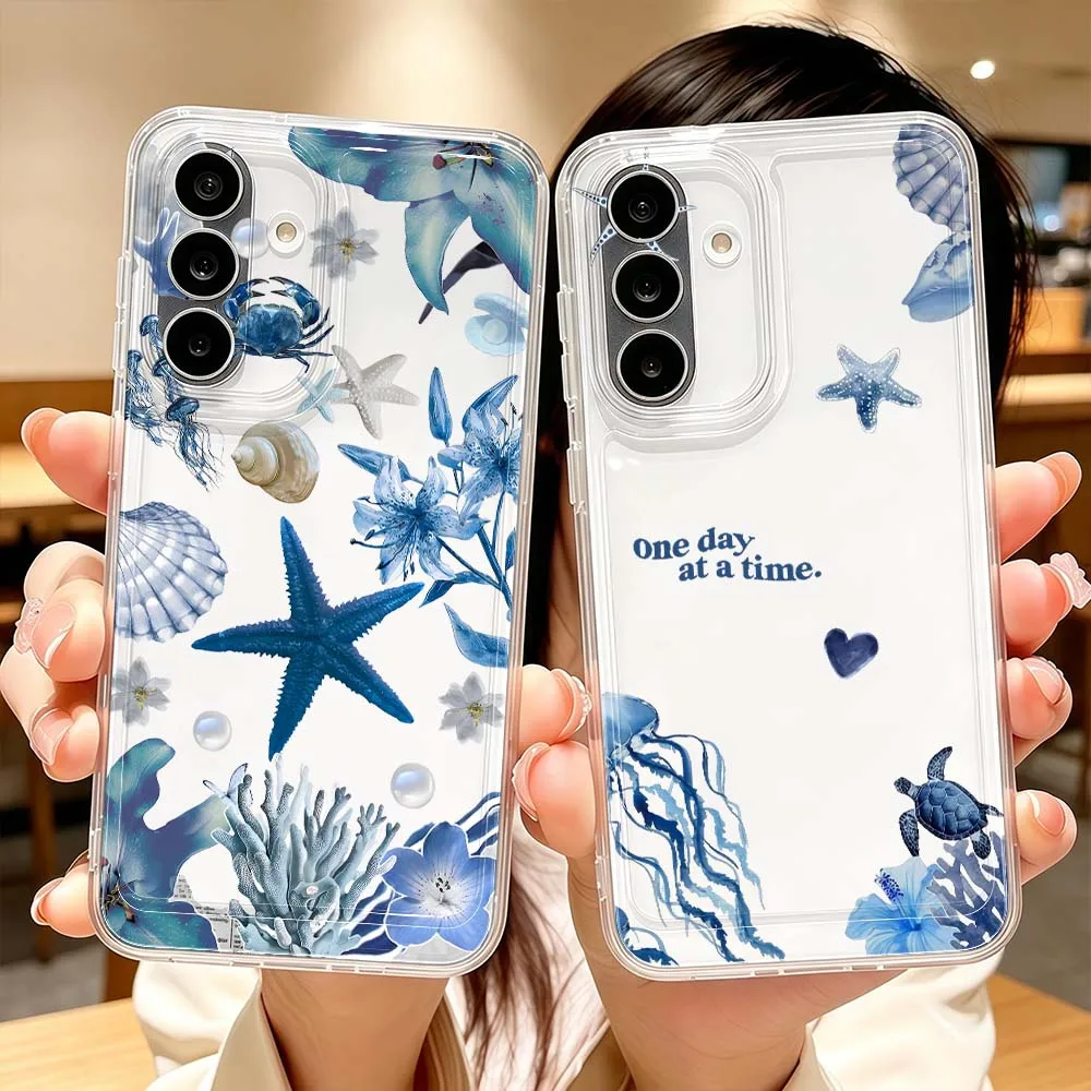 Ocean World Pattern Phone Case For Samsung Galaxy A71 A57 A56 A55 A54 A53 A51 A17 A16 A07 A06 A05 Transparent Cover