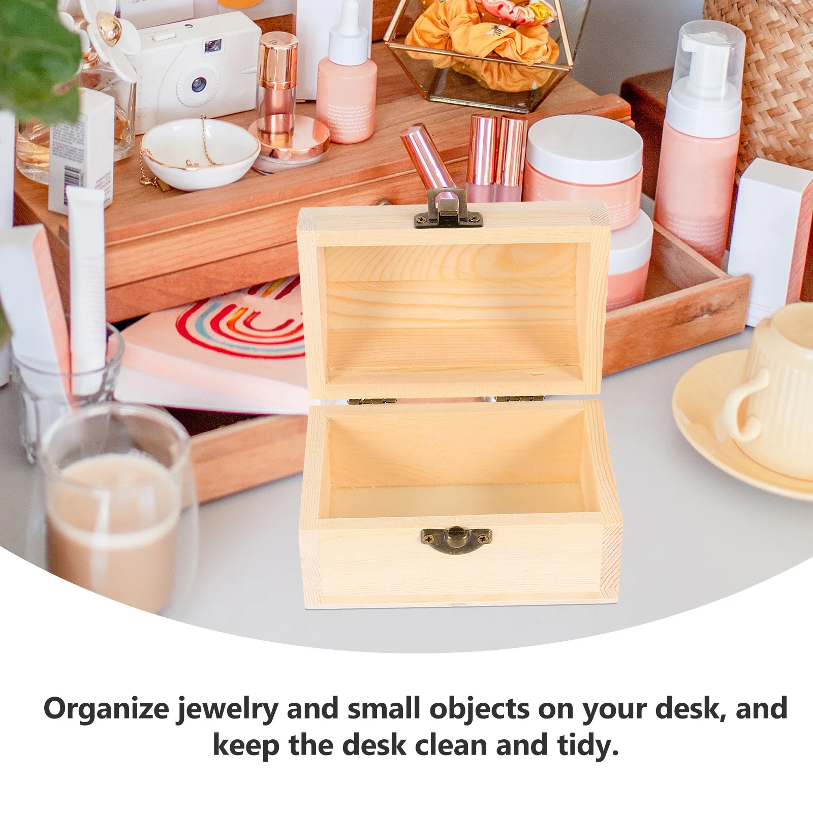 

1Pcs Solid Wooden Treasure Box Medium Storage Organizer Exquisite Craftsmanship Eco-Friendly Material Metal Buckle Safe Jewelry