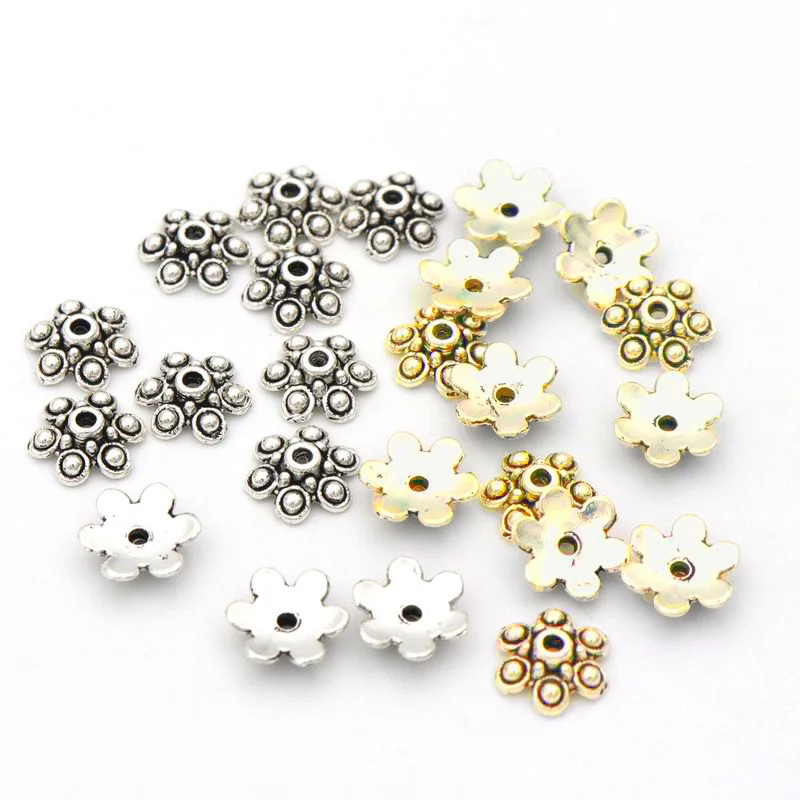 50/100pc Tibetan Silver Gold Color Flower Spacer Loose End Bead Cap For Jewelry Making Necklace Diy Finding Needlework Wholesale