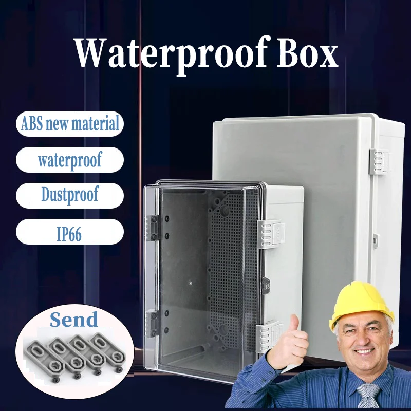IP66 Waterproof Gray/Transparent Cover Enclosure Junction Box ABS Plastic Outdoor Electronic Instrument Hinge Box 600x500x220mm
