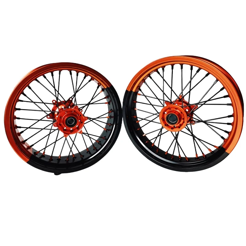 Hot-selling Orange Black Gradient Motorcycle Spoke Wheel Set Aluminum Alloy Off-road Bike Rims for Kt m Xcw 2017