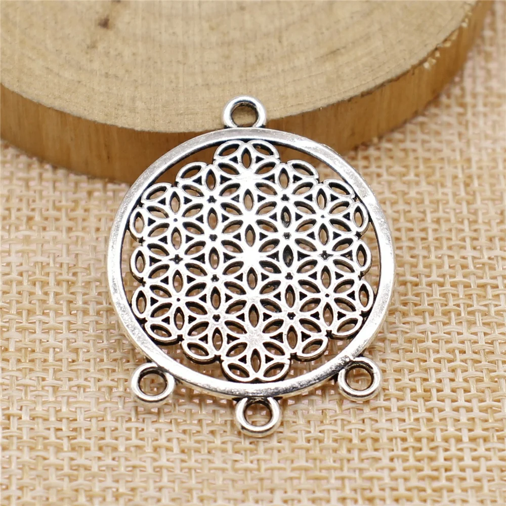 WYSIWYG 4pcs 38x29mm Seed Of Life Connector Charm Jewelry Making Round Flower Of Life Charm The Seed Of Life Connector Charm