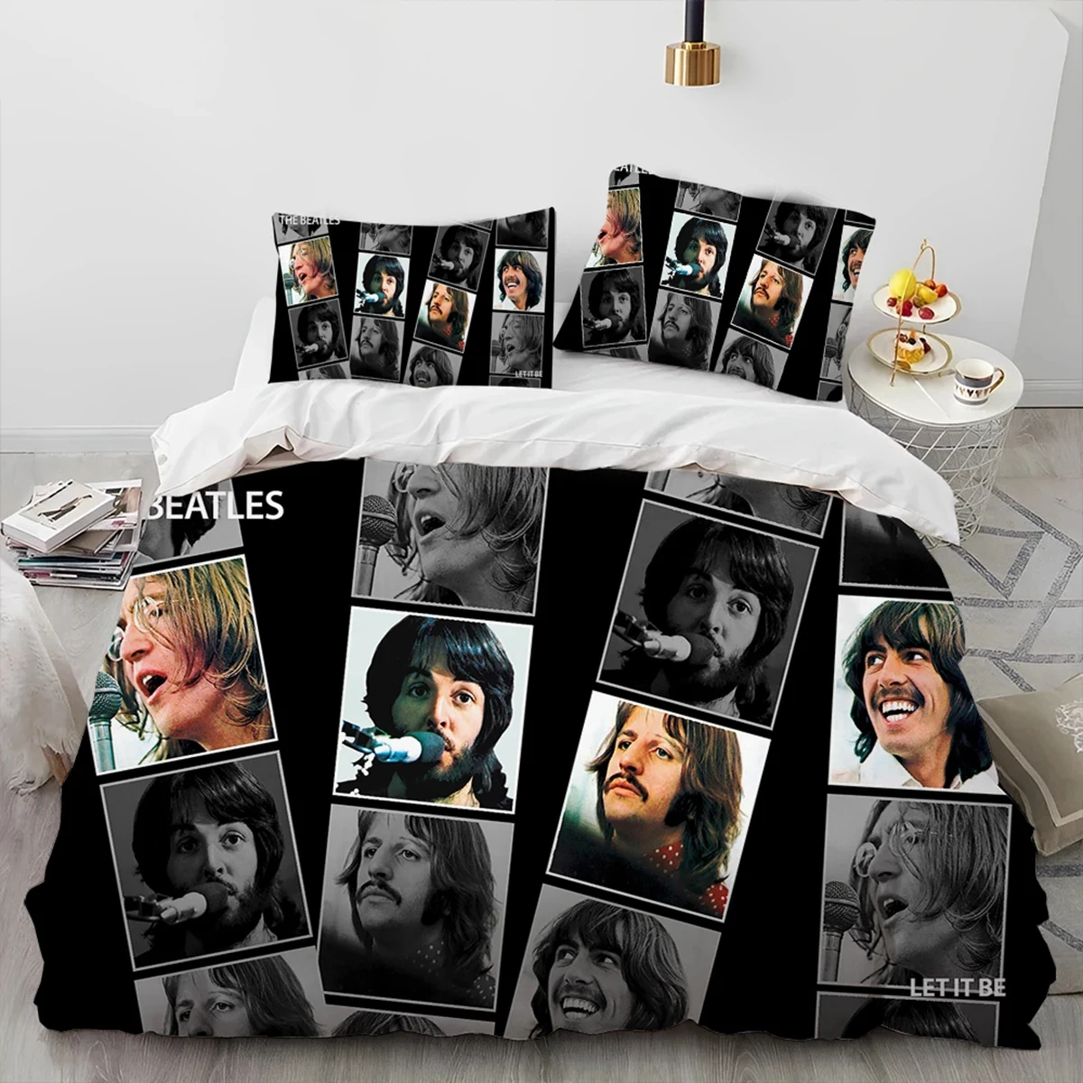 3D B-Beatles Rock Stand Star Bedding Set Boys Girls Twin Queen Size Duvet Cover Pillowcase Bed Kid Adult Home Textileextile