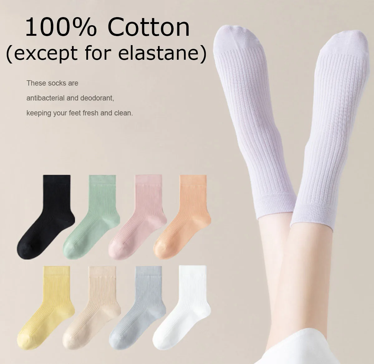 

5 Pairs 100% Cotton Women's Socks Soft Casual Solid Color Middle Tube Socks Women New Spring High-Quality Socks