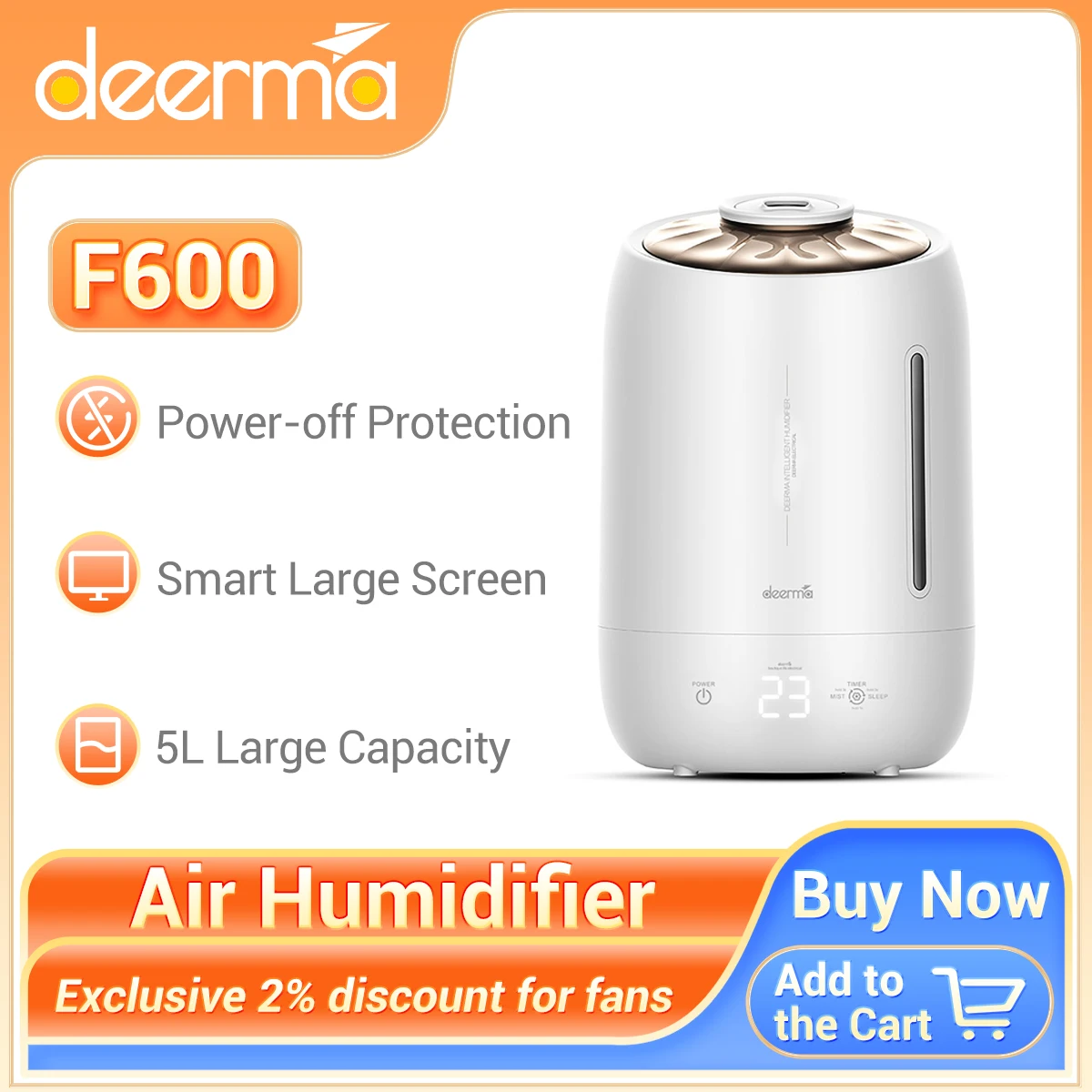 

Deerma F600 Air Humidifier Aromatherapy humidifiers Diffusers 5L large capacity perfume Diffuser Home Appliance