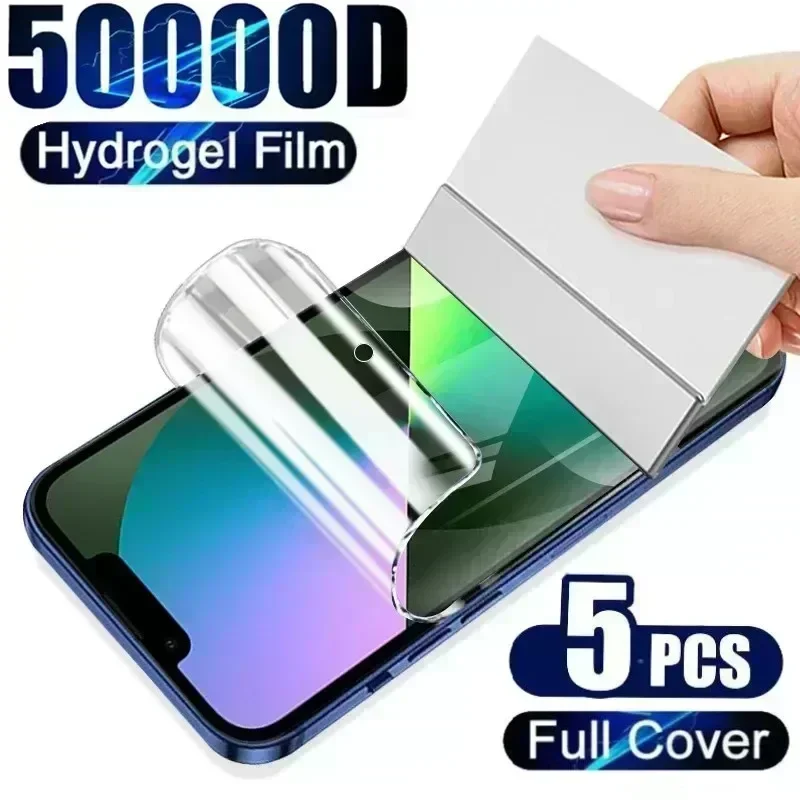 5Pcs Full Cover Hydrogel Film For iPhone 15 14 11 12 13 Pro Max 7 8 14 Plus Screen Protector For iPhone 13 12 Mini X XR XS MAX