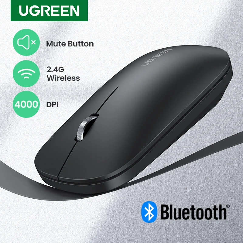 UGREEN Mouse Wireless Bluetooth Silent Mouse 4000 DPI For MacBook Tablet Computer Laptop PC Mice Slim Quiet 2.4G Wireless Mouse