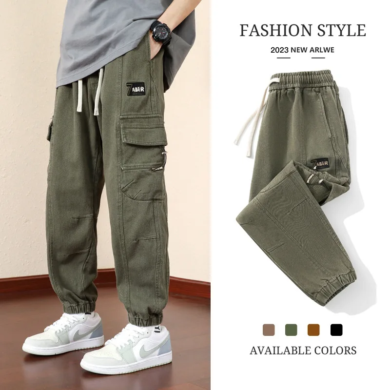 

01 Overalls For Boys In Spring And Autumn 2023 New Loose Trend Leggings Casual Pants For Men Handsome Versatile Pants