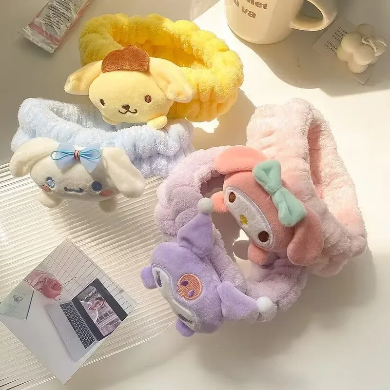 

Sanrio Cinnamoroll мультяшная Кукла Плюшевая повязка на голову с повязкой для мытья и макияжа повязка на голову с эластичной компрессионной повязкой