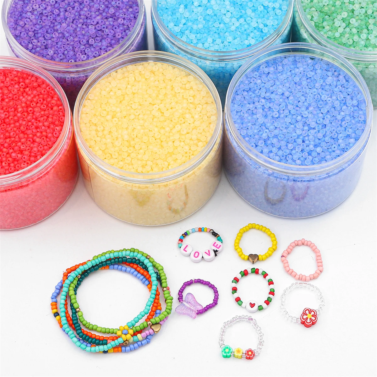 

2/3/4mm Multi-Color Frosted Transparent Glass Rice Beads for DIY Jewelry Earrings, Bracelets, Necklaces 10g/Bag ≈660/220/100pcs