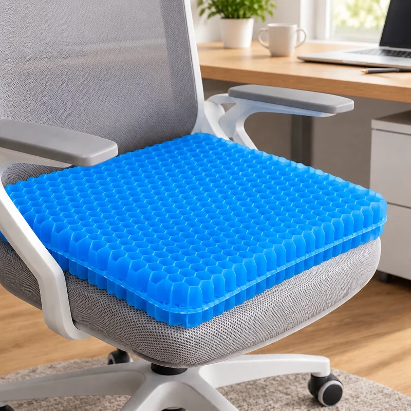 Ergonomic Gel Seat Pad with Honeycomb Design for Tailbone Relief and Back Comfort, Ideal for Office Chair, Wheelchair, and