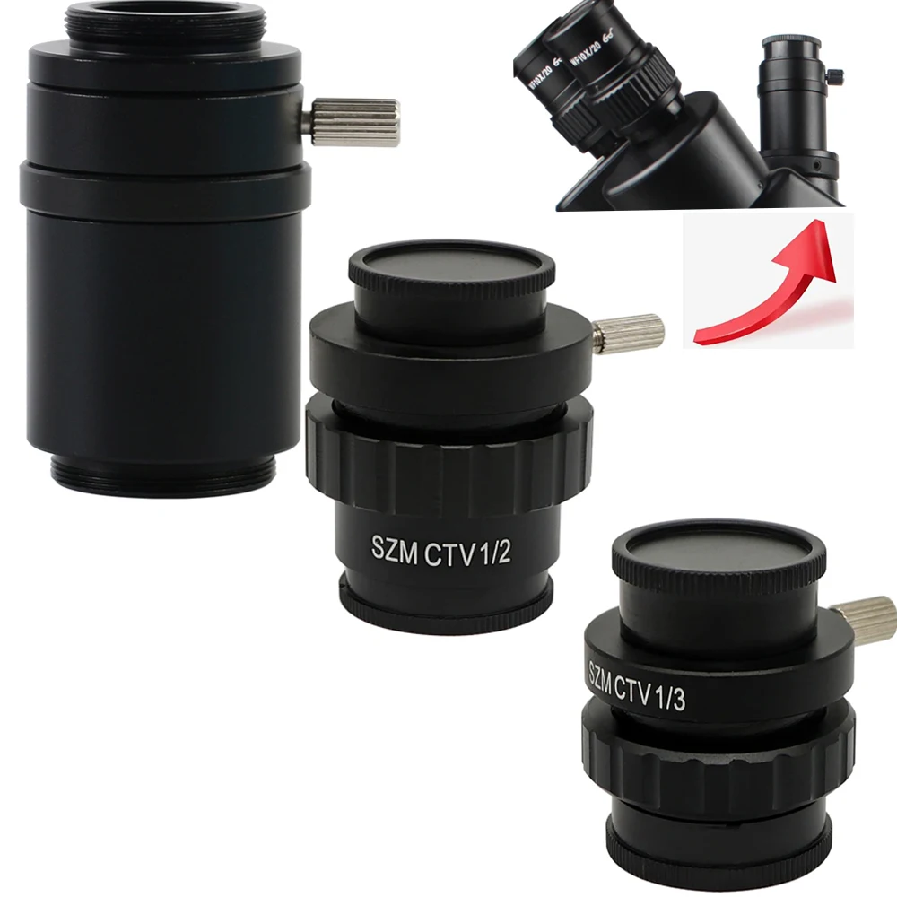 SZM CTV 1/2 1/3 1/1 Microscope Camera Adapter 28mm To C-mount Simul Focal Trinocular Stereo Microscope Adapter