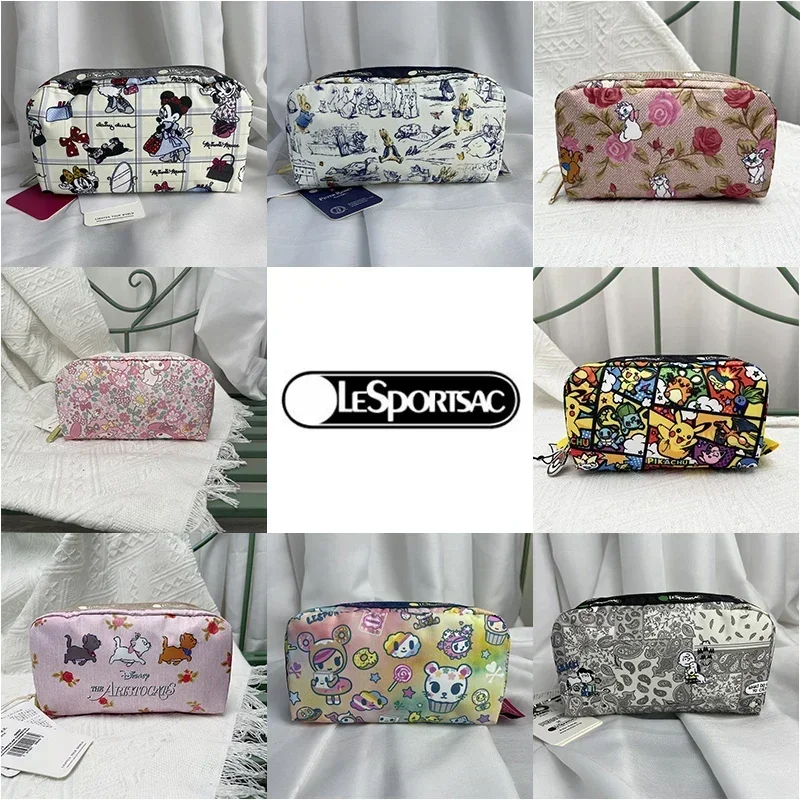 Lesportsacs Cartoon Makeup Bag Snoopy Peter Rabbit Marie Cat Mymelody 9*17*5cm Anime Handheld Change Mobile Phone Bag