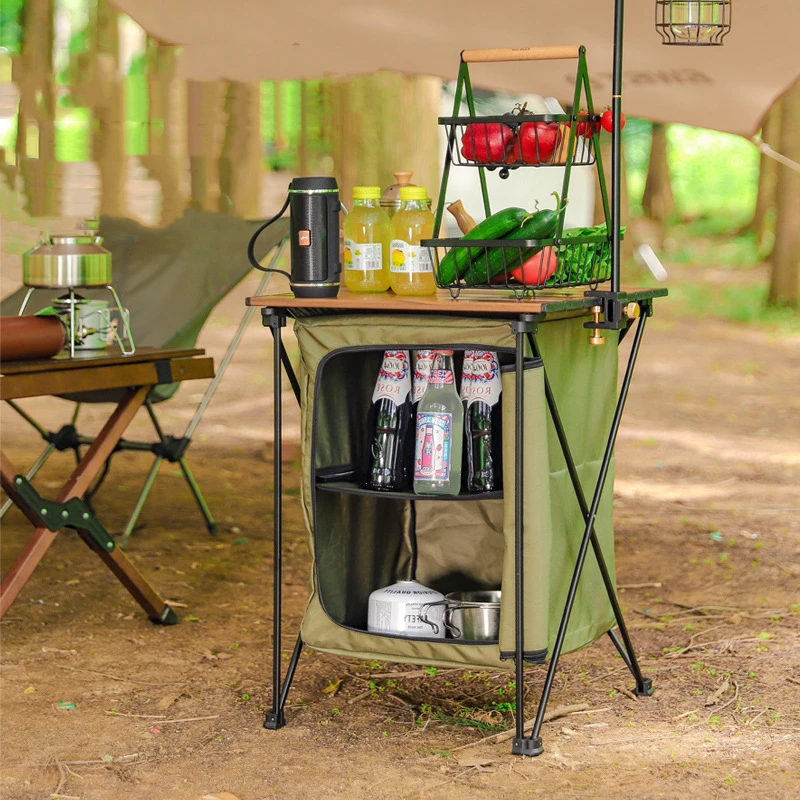 Outdoor Camping Folding Storage Cabinet Portable Multifunctional Aluminum Alloy Two-in-One Table Cabinet