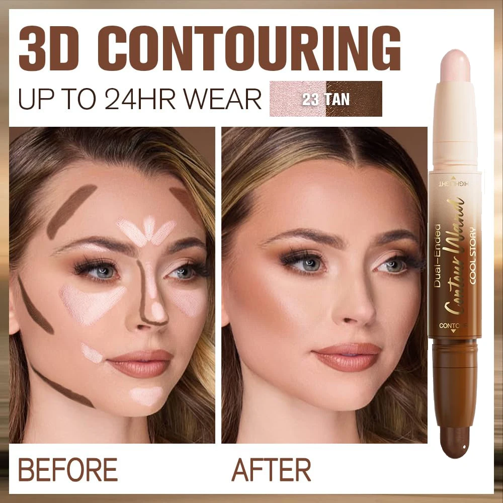 2-in-1 Crème Concealer Stick Gezicht Lichaamsmake-up Waterdicht geen overdracht Neuscontour Bronzer Sticks Gezicht Markeerstift Make-up Pen