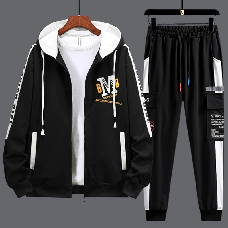 2023 new sport suits mens cardigan hoodie pants 2 piece matching sets outfit clothes for men clothing tracksuit sweatshirts 1472